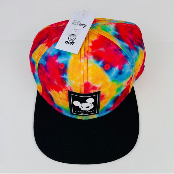 NEFF Disney Collection Mickey Mouse Black Tie Dye Snapback Trucker Hat Cap NWT - Picture 6 of 9